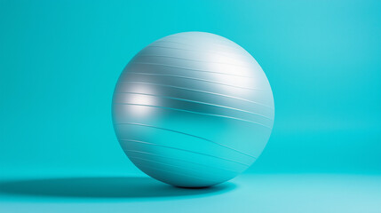 blue pilates ball on blue background  ,  exercise ball