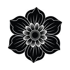 delicate anemone flower icon with a dark center and smooth petals silhouette vector illustration on white background