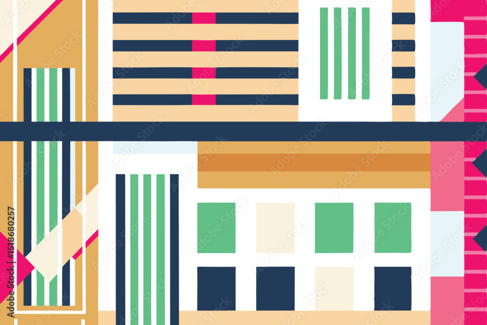 Poster abstract geometric composition with colorful blocks and transparent elements for design