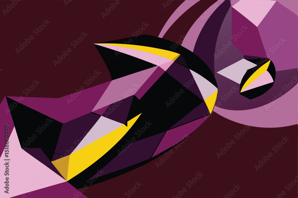 Poster abstract geometric composition with dynamic shapes and vibrant color palette