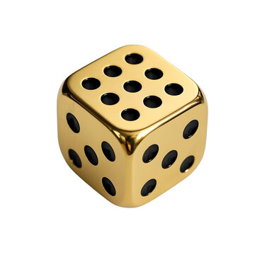 recommend clip art: Gold dice with black dots isolated on transparent background