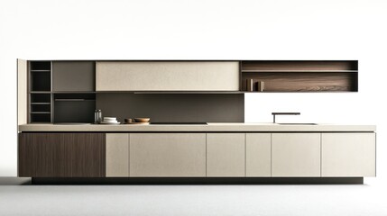 Modern kitchen cabinetry design with neutral color palette.
