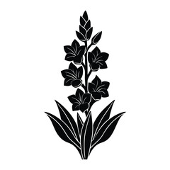 gladiolus stem icon  silhouette vector illustration on white background