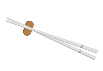 Chopsticks at rest. Isolated on white.