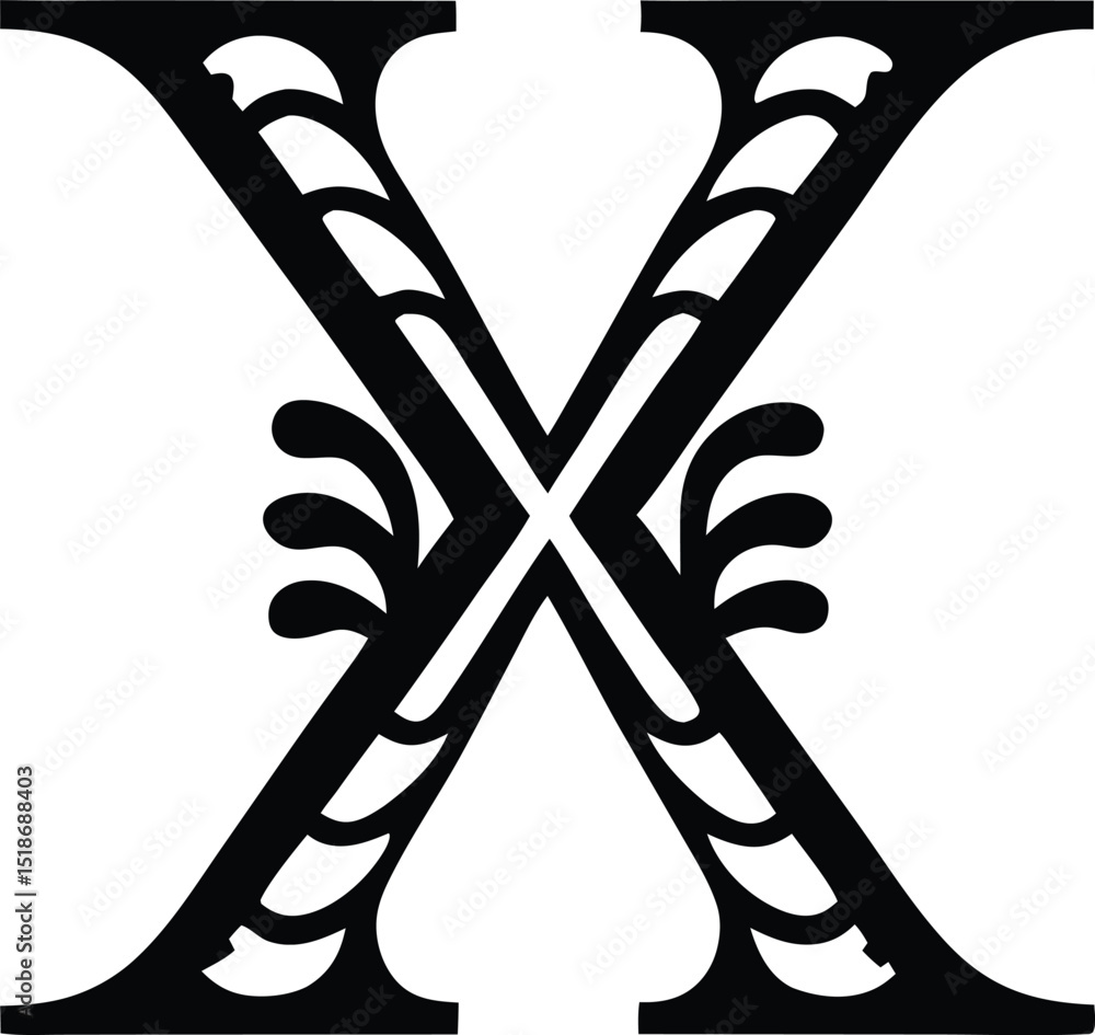 Poster close up 3d letter x silhouette design with transparency in artistic style