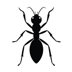 Ant silhouette vector art illustration. Black ant vector design. Cartoon ant insect . Side view black and white vector set illustration. Ant isolated on white background. 