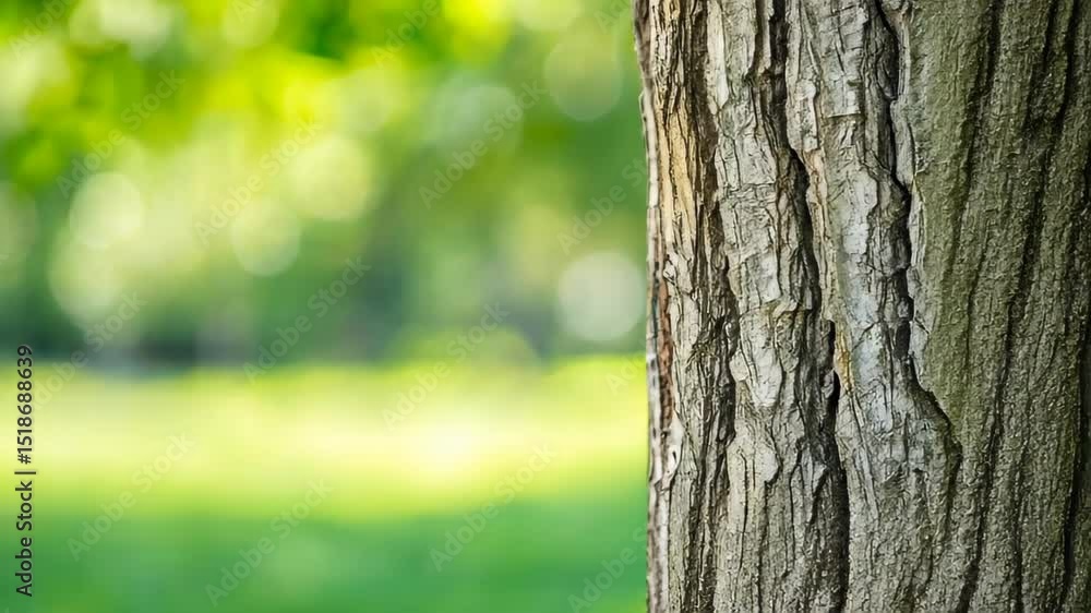Wall mural tree trunk texture with soft green background: the intricate bark of the old tree trunk in sharp con