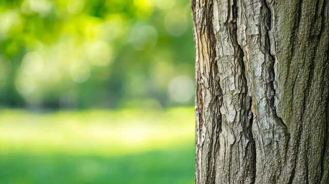 Tree Trunk Texture with Soft Green Background: The intricate bark of the old tree trunk in sharp contrast, providing a fascinating texture against out-of-focus, verdant backdrop.