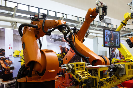 Industrial robot in smart warehouse system for manufacture factory