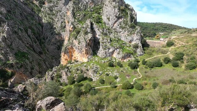 Hiking to Montejaque dam (Presa de Montejaque) and Hundidero cave (Cueva del Hundidero) in the province of Malaga, Andalusia, Spain