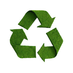 Obraz premium 3D render of a green recycling symbol on a white background, png, transparent