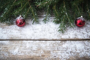 Christmas decoration on wooden background.
