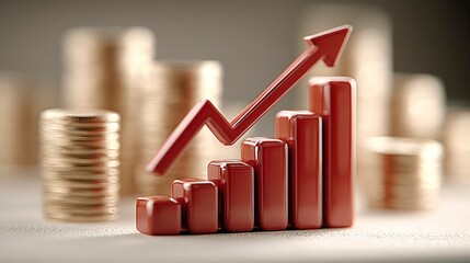 Financial Growth Illustrated with Rising Bar Graph and Coins