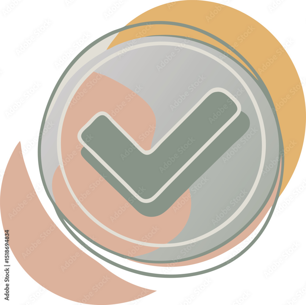 Poster modern abstract design featuring a stylized checkmark element on a white background