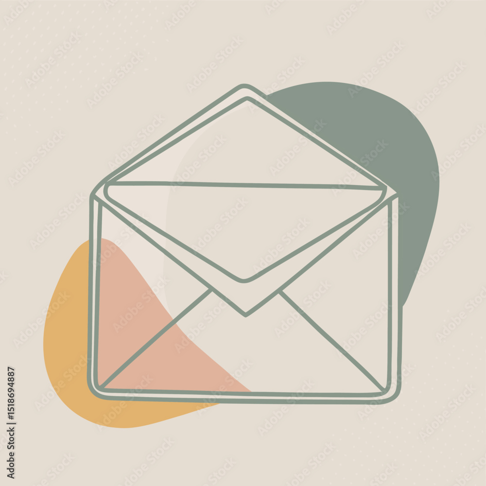 Poster modern abstract open envelope illustration with geometric shapes on a white background