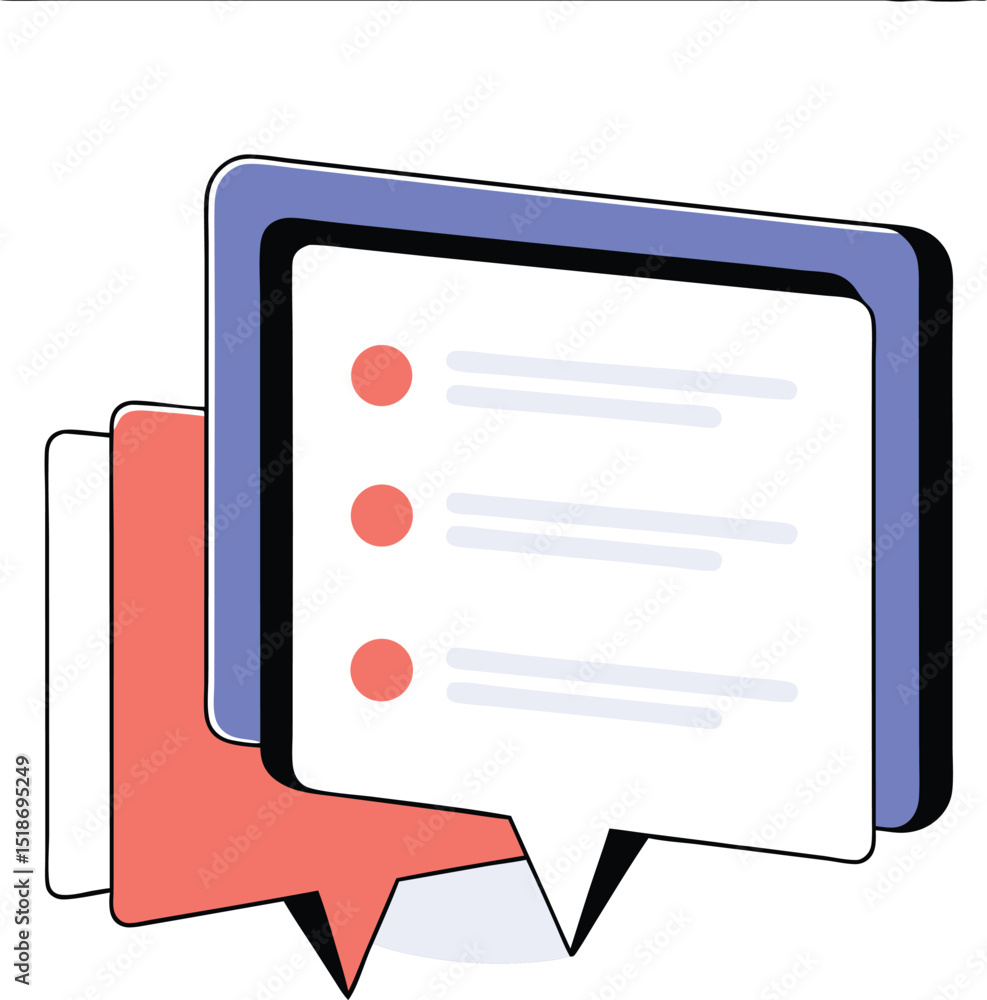 Poster modern speech bubbles illustrating checklist with transparent background for design