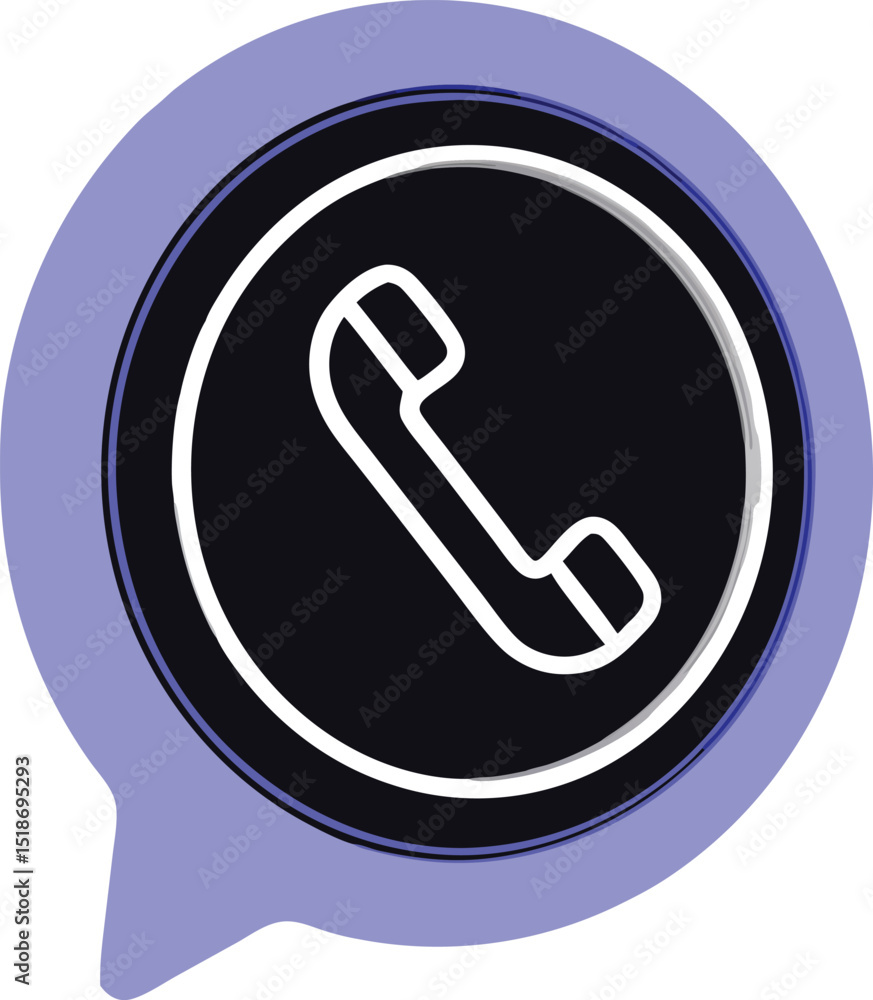 Poster modern telephone icon in a speech bubble design with transparency for various applications