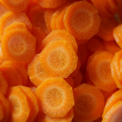 sliced carrots full frame top view background