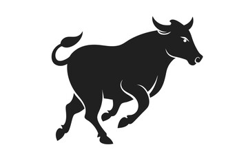 Obraz premium Cow silhouette vector art illustration. Cow black silhouette of a bull. Ideal for farm, livestock, and agricultural-themed artwork. 