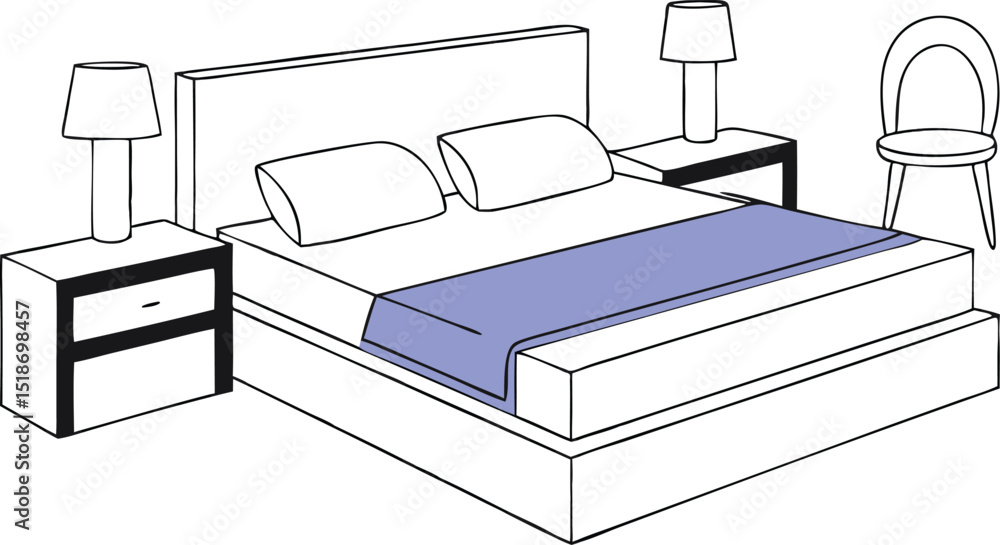 Poster simplified furniture line drawing showing a table with transparency for versatile use