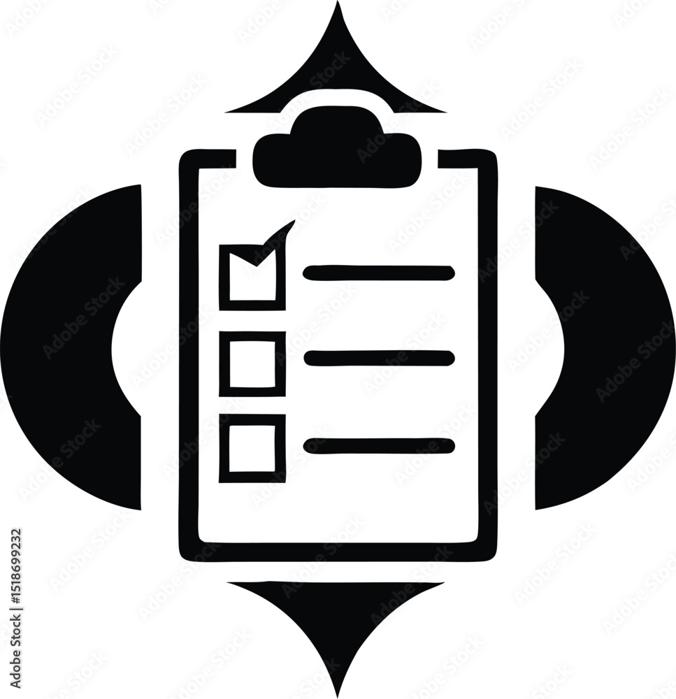 Poster vector illustration of a task list document with checkboxes on a white background