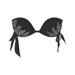 Fototapeta premium Bikini Top Silhouette Illustration. Fashion And Beachwear Design Isolated Vector Illustration