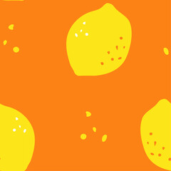 Seamless vector hand drawn lemon pattern. Summer background, for fabrics, wrapping paper, coatings.
