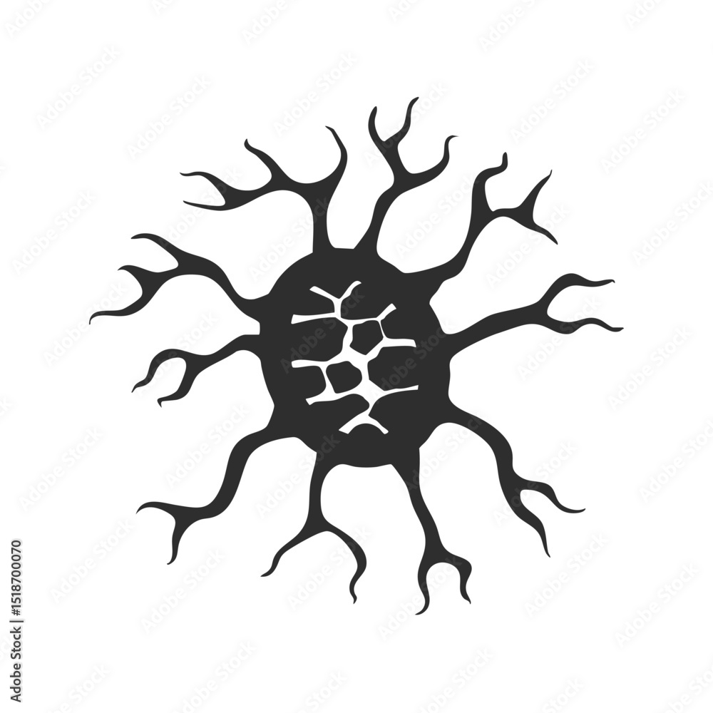 Poster neuron cell silhouette illustration. neural network and brain function concept isolated vector illus
