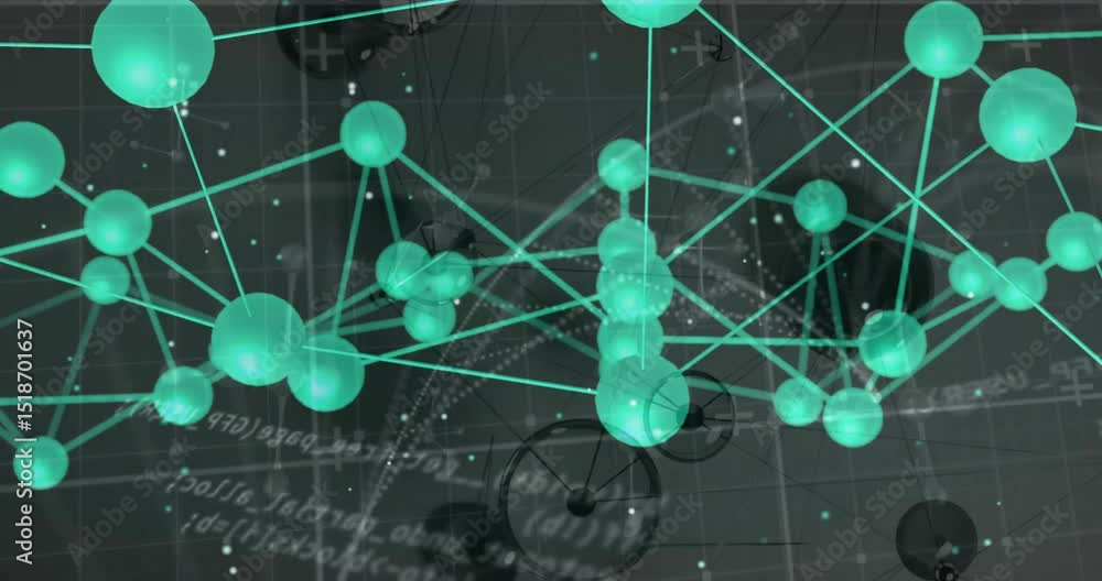 Poster on opening 3d network rotating, pulsing glowing spheres and revealing links to visualize structure
