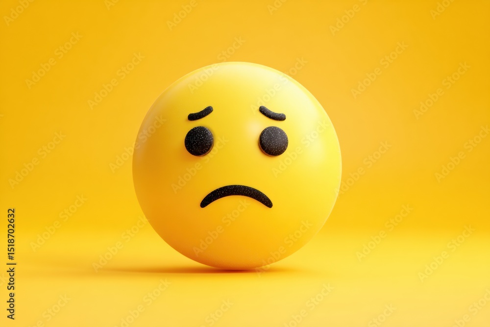 Poster sad emoji illustration with soft layout and error shadow accentuating feelings of disappointment or 