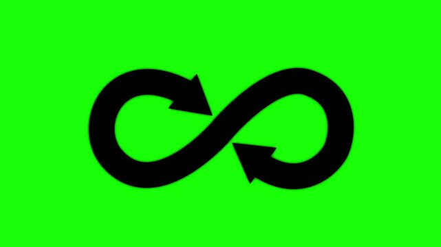 video animation drawing black infinite loop symbol concept ,running continuously footage template, infinity logo icon animated footage element