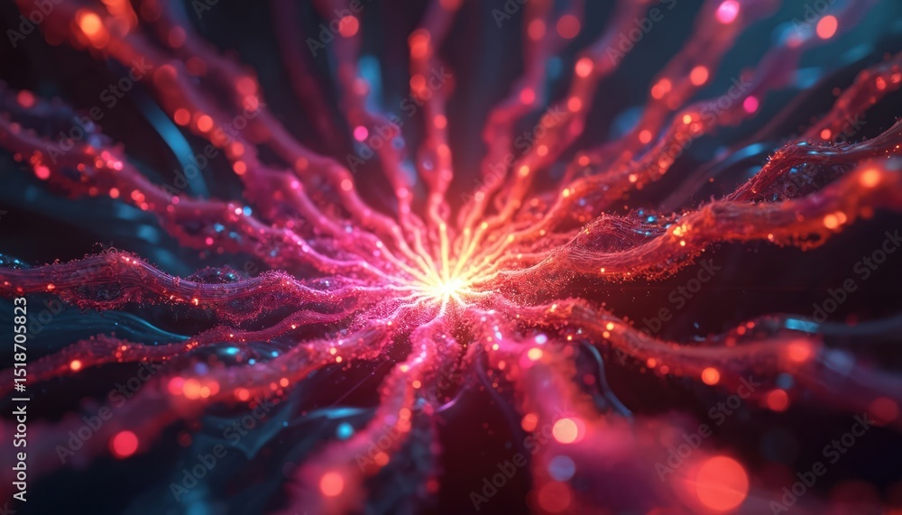 Poster abstract 3d rendering multicolor fractal light background illustration. dynamic vibrant design with 