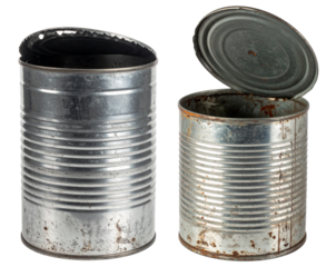 an opened old weather can collection isolated on white background