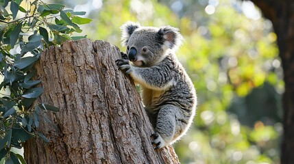Obraz premium Cute koala on tree stump