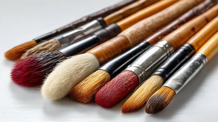 Fototapeta premium Comprehensive Artist Tools & Art Supplies: Professional Paint Brushes & Creative Equipment