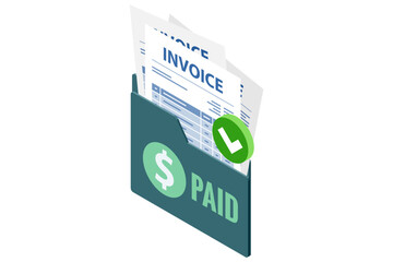 Isometric Online payment and invoice system isometric vector. Digital financial services icon coins for banking and e-commerce design.
