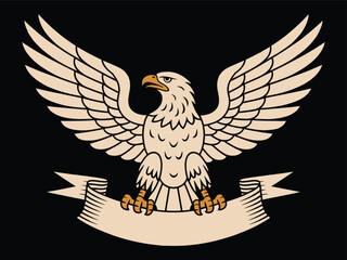 Obraz premium Majestic Eagle with Banner Vector – Patriotic Bird Emblem Illustration