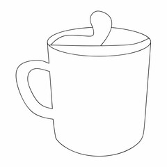 Mug coloring page simple and minimal line art illustration on white background