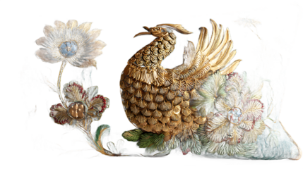 Golden Bird and Floral Embroidery Detail
