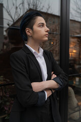 Portrait of young businesswoman in suit