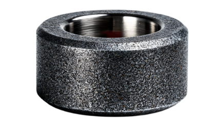 Highresolution image of a speckled metal cylindrical object with a smooth inner surface