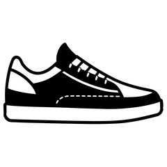 Minimalist sneaker icons, outline and filled styles, side view, modern design, vector illustration