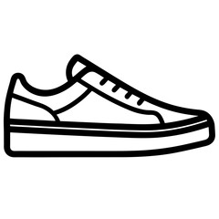 Minimalist sneaker icons, outline and filled styles, side view, modern design, vector illustration