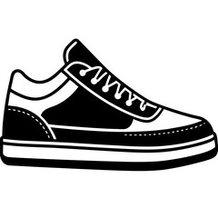 Minimalist sneaker icons, outline and filled styles, side view, modern design, vector illustration