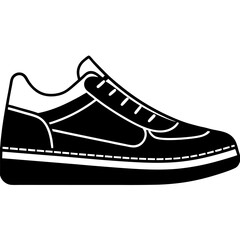 Minimalist sneaker icons, outline and filled styles, side view, modern design, vector illustration