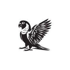 **"Vibrant Sun Conure Vector Silhouette: Energetic Parrot Design Featuring Perched Pose, Long Tail Feathers, and Distinctive Profile in Clean, Minimalist Style for Crafts and Digital Art"**
