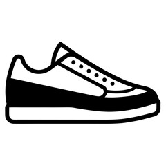 Minimalist sneaker icons, outline and filled styles, side view, modern design, vector illustration