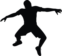 a man parkour silhouette isolated white background