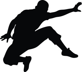 a man parkour silhouette isolated white background