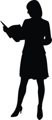 a silhouette of a woman standing and holding